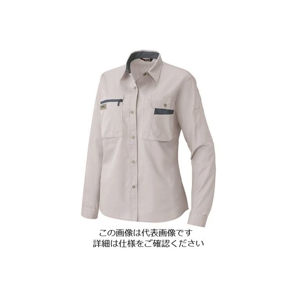 アイトス レディース長袖シャツ(薄地) シルバーグレー×ネイビー 17 5329-003-17 1着 143-6194（直送品）