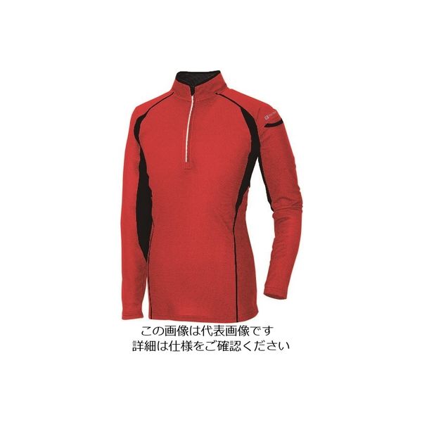 アイトス ハーフZIP長袖シャツ レッド M 551031-009-M 1着 143-9630（直送品）