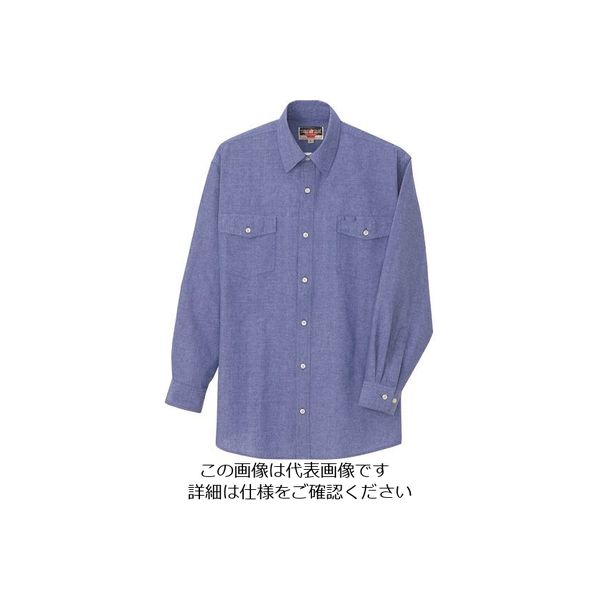 アイトス 長袖ダンガリーシャツ(男女兼用) ネイビー 5L 7610-008-5L 1着 143-1544（直送品）