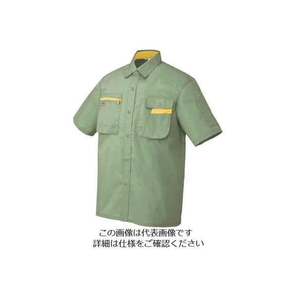 アイトス 半袖シャツ(男女兼用) オリーブ×マスタード 4L 5326-030-4L 1着 144-5609（直送品）