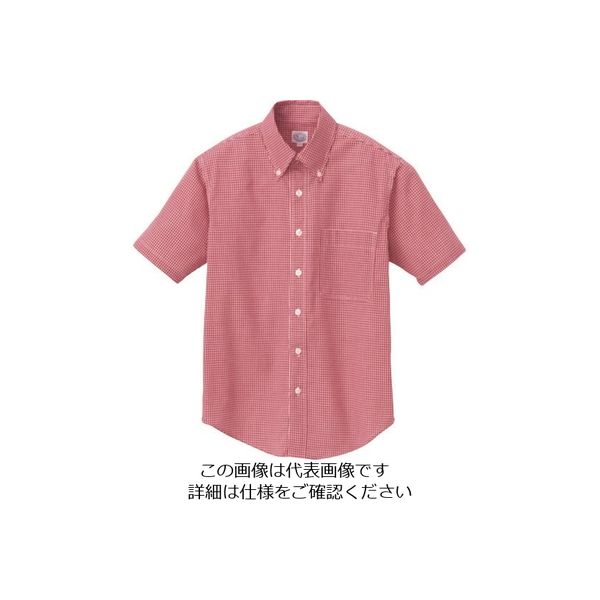 アイトス 半袖ギンガムチェックボタンダウンシャツ(男女兼用) レッド 5L 7825-009-5L 1着 144-2621（直送品）