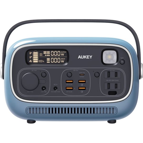 純正買付AUKEY PowerStudio 300 ブルー バッテリー/充電器