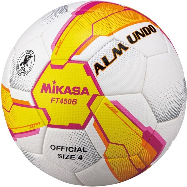 ミカサ サッカー4号（小学生）検定球 ALMUNDO 黄/ピンク FT450B-YP 1個