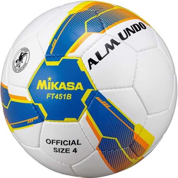 ミカサ サッカー4号（小学生）検定球 手縫いALMUNDO 青/黄FT451B-BLY　2個（直送品）