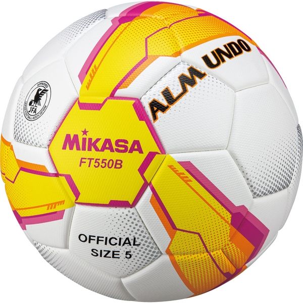 ミカサ 全日本大学サッカー連盟公式試合球 5号 検定球黄/桃FT550B-YP-JUFA　1個（直送品）