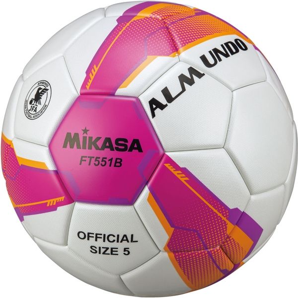 ミカサ サッカー5号（一般～中学生）検定球 ALMUNDO ピンク/紫FT551B-PV　1個（直送品）