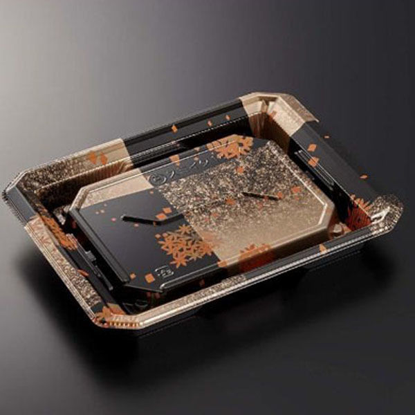 中央化学 寿司容器 HS澄板18-14 箔絵BK-BK 身 00114535 1ケース(800個(50個×16))（直送品）