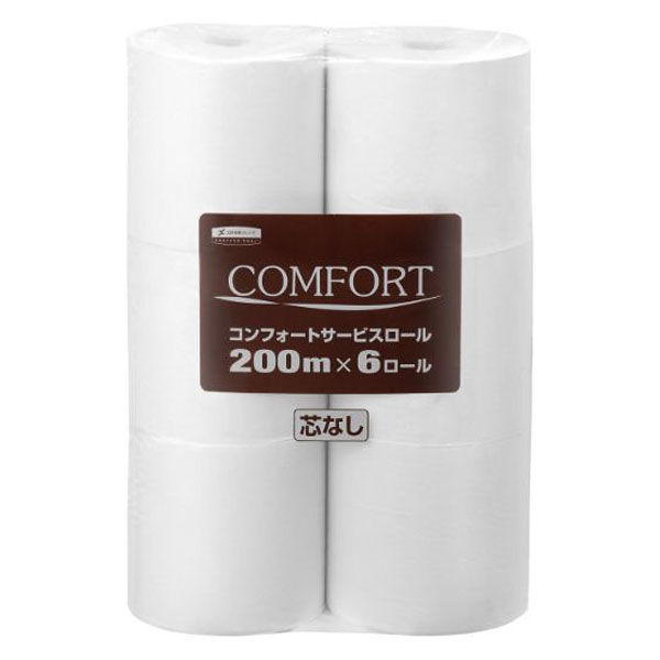 日本製紙クレシア トイレットペーパー コンフォート サービスロール 200m(芯なし)6ロール 11305 1ケース(8個(1個×8))（直送品）