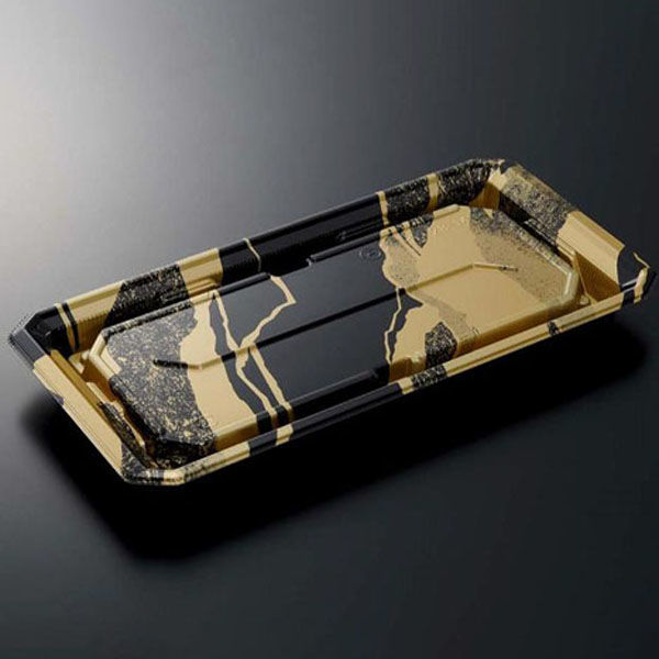 中央化学 寿司容器 HS澄板28-14 金継BK-BK 身 00650786 1袋(50個)（直送品）