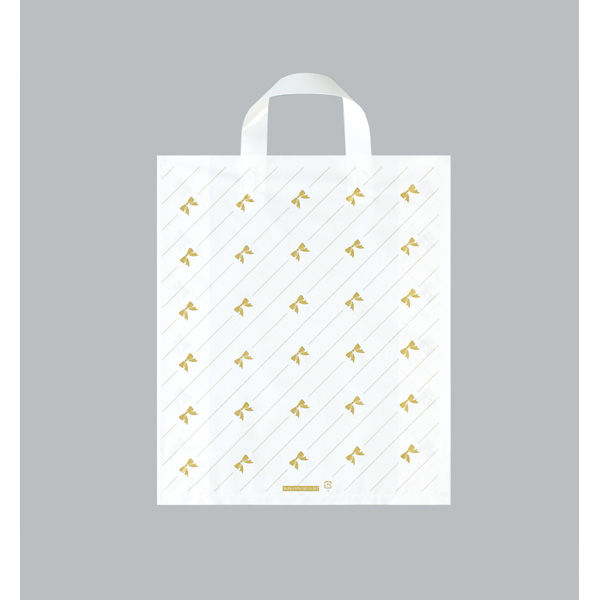 福助工業 ポリ手提袋 カルチャーバッグ リボンストライプ 小 00055694 1ケース(500個(20個×25))（直送品）