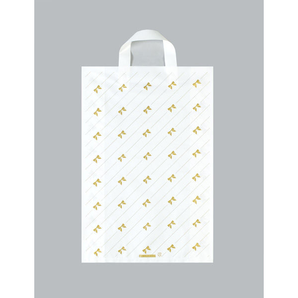 福助工業 ポリ手提袋 カルチャーバッグ リボンストライプ 中 00062034 1ケース(500個(20個×25))（直送品）