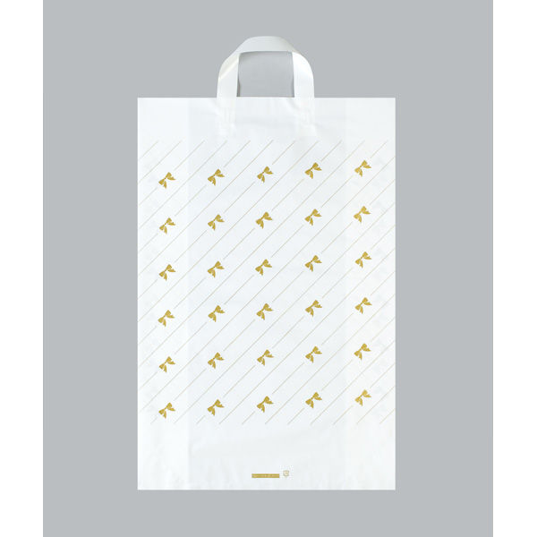 福助工業 ポリ手提袋 カルチャーバッグ リボンストライプ 大 00065633 1ケース(300個(20個×15))（直送品）