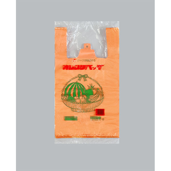 福助工業 レジ袋 オレンジバッグ 00074391 1ケース(2000個(100個×20))（直送品）