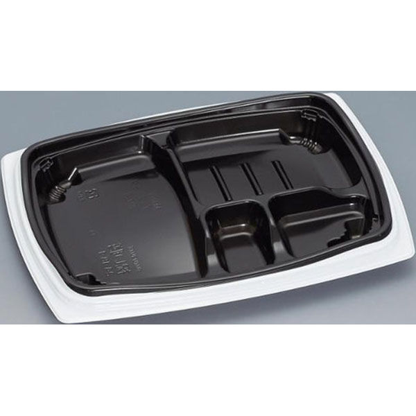 福助工業 弁当容器 祝い膳24-18-1H 白内黒 00267579 1ケース(800個(50個×16))（直送品）