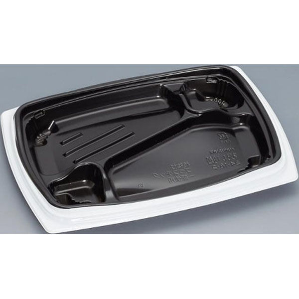 福助工業 弁当容器 祝い膳24-18-2H 白内黒 00267580 1ケース(800個(50個×16))（直送品）