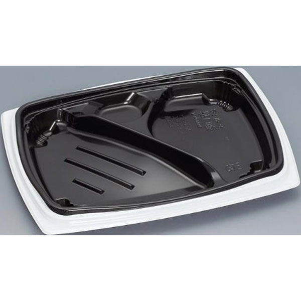 福助工業 弁当容器 祝い膳24-18-4H 白内黒 00267582 1ケース(800個(50個×16))（直送品）