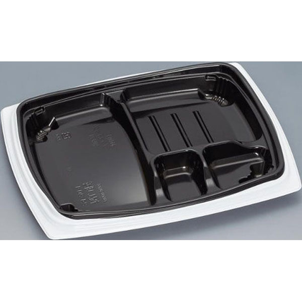 福助工業 弁当容器 祝い膳24-20-1H 白内黒 00267583 1ケース(600個(50個×12))（直送品）