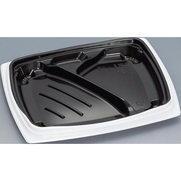 福助工業 弁当容器 祝い膳24-20-4H 白内黒 00267585 1ケース(600個(50個×12))（直送品）