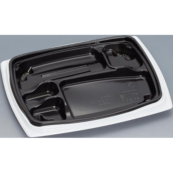 福助工業 弁当容器 祝い膳24-20-6H 白内黒 00267586 1ケース(600個(50個×12))（直送品）