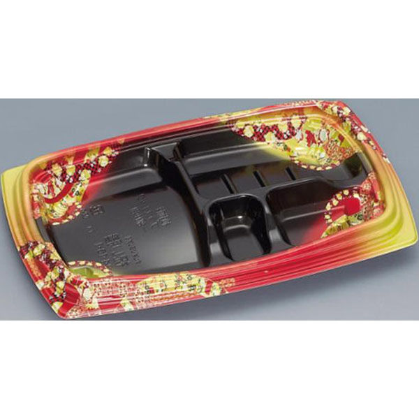 福助工業 弁当容器 祝い膳24-16-1H 小町内黒 00267602 1ケース(900個(50個×18))（直送品）