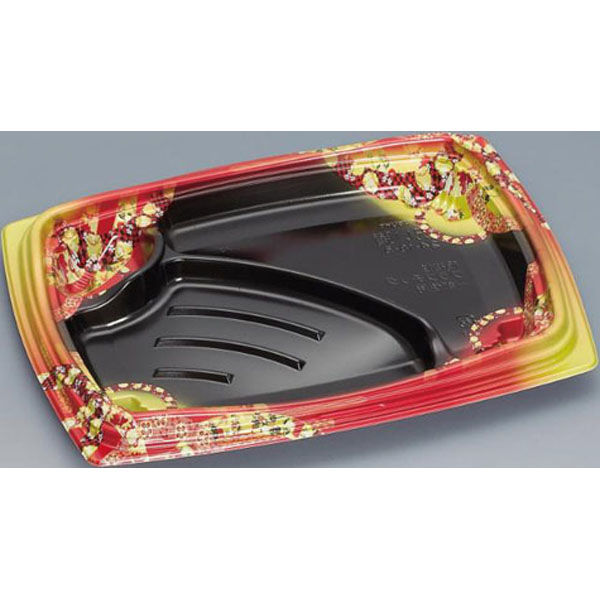 福助工業 弁当容器 祝い膳24-18-3H 小町内黒 00267608 1ケース(800個(50個×16))（直送品）