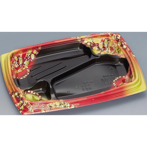 福助工業 弁当容器 祝い膳24-18-2H 小町内黒 00267606 1ケース(800個(50個×16))（直送品）