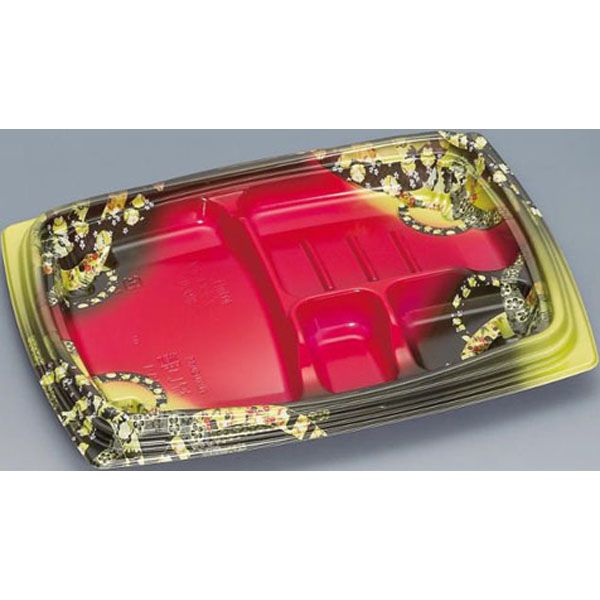 福助工業 弁当容器 祝い膳24-18-1H 小町内赤 00267616 1ケース(800個(50個×16))（直送品）