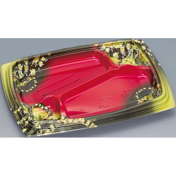 福助工業 弁当容器 祝い膳24-18-2H 小町内赤 00267617 1ケース(800個(50個×16))（直送品）