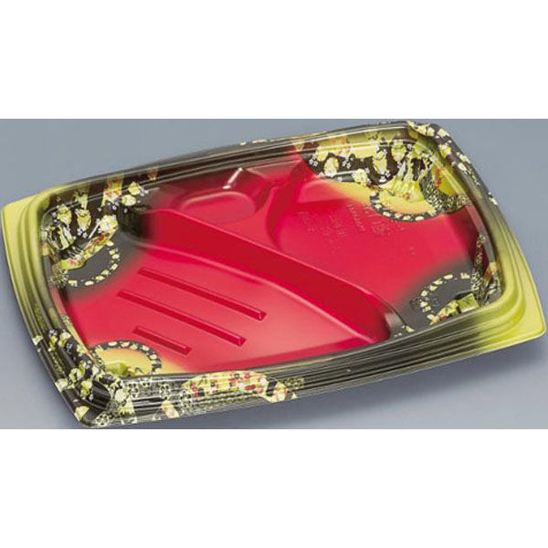 福助工業 弁当容器 祝い膳24-18-4H 小町内赤 00267619 1ケース(800個(50個×16))（直送品）