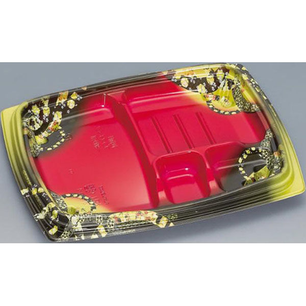 福助工業 弁当容器 祝い膳24-20-1H 小町内赤 00267620 1ケース(600個(50個×12))（直送品）