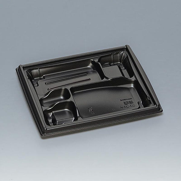福助工業 弁当容器 箱膳23-20-6H 黒 00578306 1ケース(600個(50個×12))（直送品）