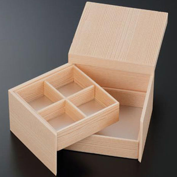 中央化学 折箱 木目開閉折 128角 共蓋 00657957 1ケース(100個(10個×10))（直送品）