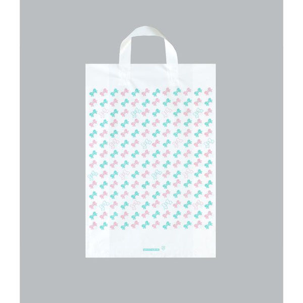 福助工業 ポリ手提袋 カルチャーバッグ カラーリボン 中 00762537 1ケース(500個(20個×25))（直送品）