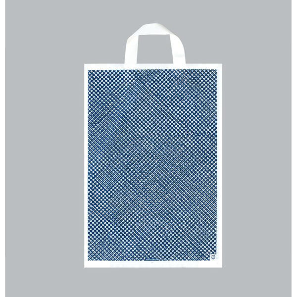 福助工業 ポリ手提袋 カルチャーバッグ しぼり柄・紺 中 00762538 1ケース(500個(20個×25))（直送品）