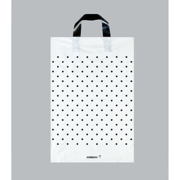福助工業 ポリ手提袋 カルチャーバッグ 水玉(グレー) 中 00762547 1ケース(500個(20個×25))（直送品）