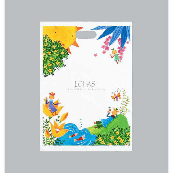 福助工業 ポリ手提袋 ニュー アームバッグ ロハス (S) 00762568 1ケース(600個(50個×12))（直送品）