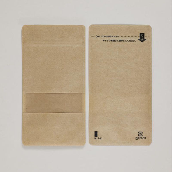 福助工業 スタンドチャック袋クラフトタイプ(窓付き)No.11-21 00766598 1ケース(1500個(50個×30))（直送品）