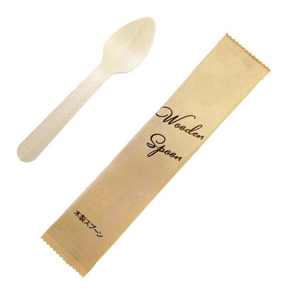 旭創業 カトラリー 木製スプーン110 紙個包装クラフト 00795133 1ケース(3000個(100個×30))（直送品）