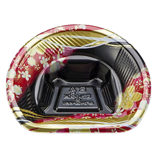 シーピー化成 どんぶり容器 BFツイスト半月1 春菜赤本体 0140701008145 1ケース(1200個(50個×24))（直送品）