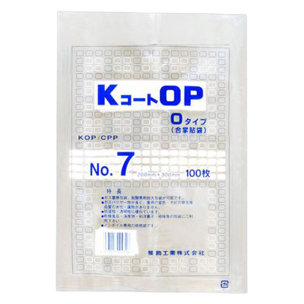福助工業 合掌袋 KコートOP Oタイプ No.7 0716367 1ケース(2000個(100個×20))（直送品）