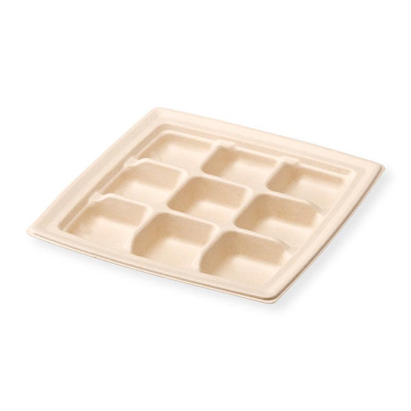 シンギ 軽食容器 SBT-パルプ9区切りトレイ 10332473 1ケース(400個(25個×16))（直送品）