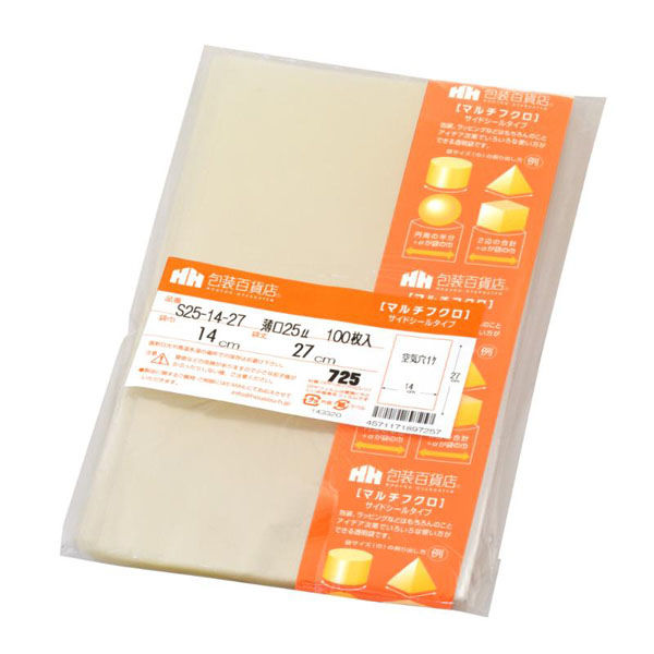 ササガワ テープ無 OPP袋 32-7112 マルチフクロ S-25-14-27 100枚入 1ケース(1個)（直送品）