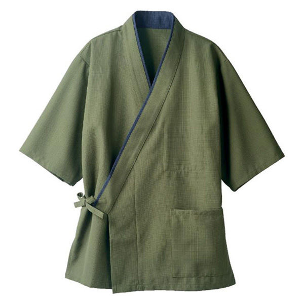 住商モンブラン 作務衣 3-524_S はっぴ 兼用 7分袖 鶯/紺 S 1ケース(1個)（直送品）