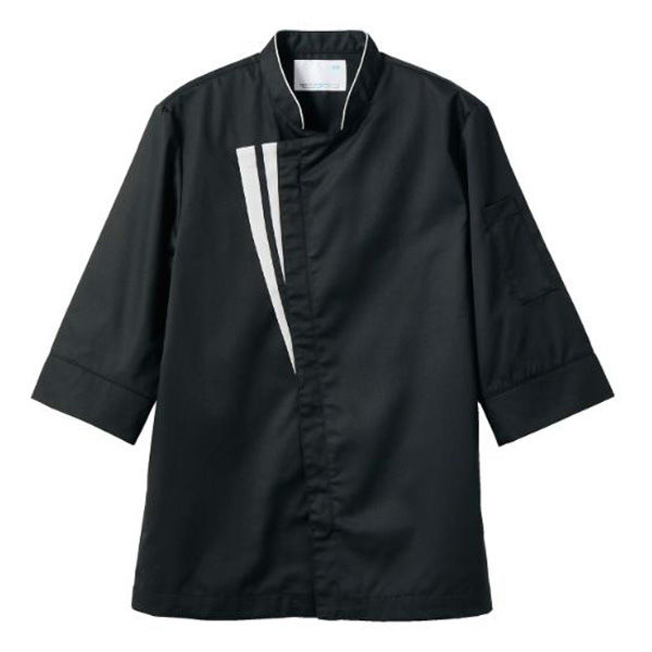 住商モンブラン コックコート 兼用 7分袖 黒/グレー 袖ネット SS 6-1140_SS 1袋(1個)（直送品）