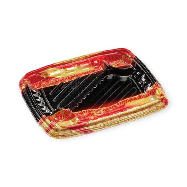 エフピコ 弁当容器 MSDレイア24-19-1 麻おり赤 7E012461 1ケース(600個(50個×12))（直送品）