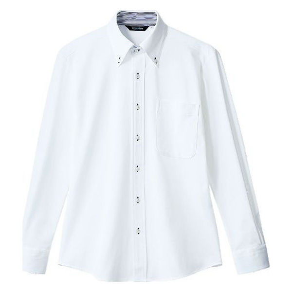 住商モンブラン ボタンダウンシャツ ZK2711-2CB_M ニットシャツ 兼用 長袖 白 M 1ケース(1個)（直送品）