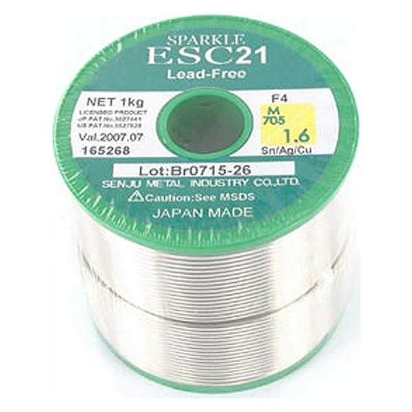 千住金属工業 鉛フリーはんだ 1.6mm 1kg巻き ESC21-F4-1.6 1個（直送品）