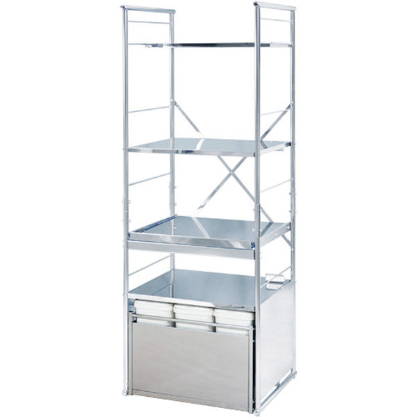 足立製作所 ステンレス製 頑丈レンジラック【スライドテーブル付