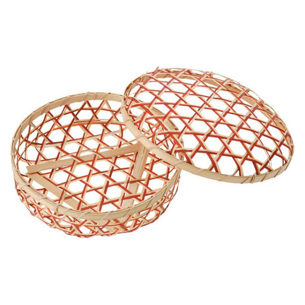 アサヒグリーン 竹かご 2色丸篭被せフタ付BR 3643 1ケース(100個(1個×100))（直送品）