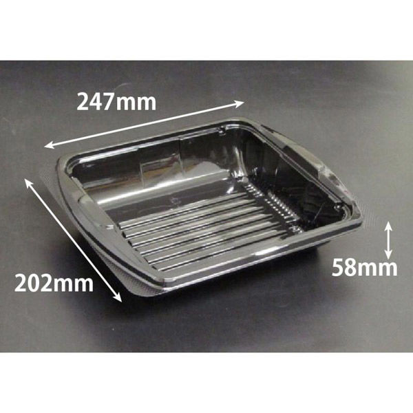 リスパック 汎用トレー バイオ アールケース 25-20B 黒 PKCC423 1袋(50個)（直送品）